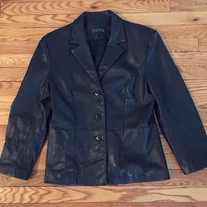 Dark navy Danier leather jacket- size 12